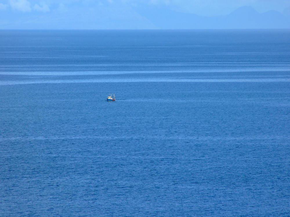 Fishing boat in sea - view from Air an Oir self catering Ardnamurchan
